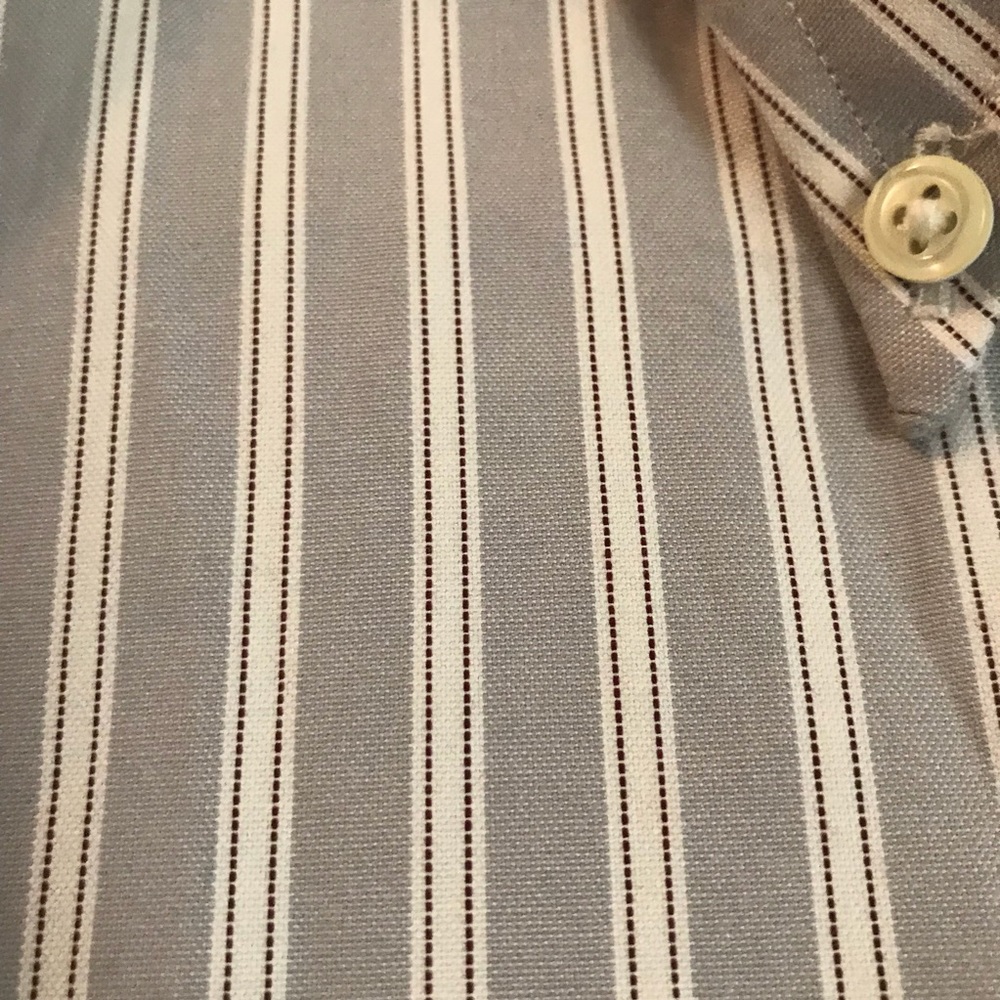 Gray white stripped Men’s Dress Shirt. Jos A Bank. - Picture 3 of 4